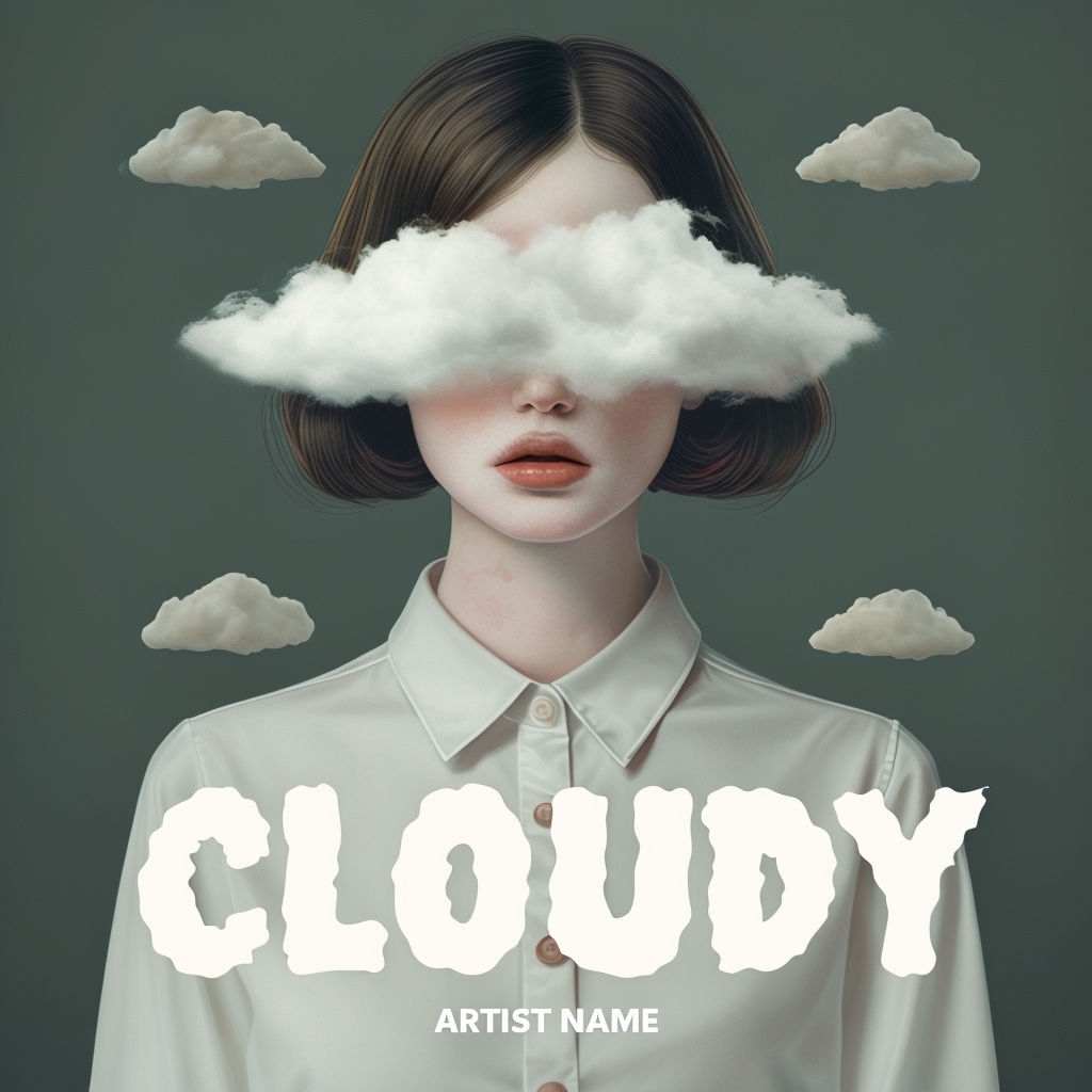 Ethereal Woman Portrait with Cloudy Background Album Cover