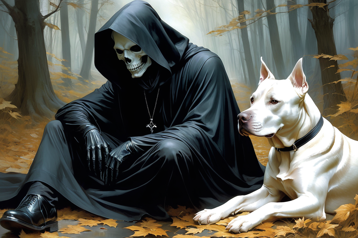 A stunningly handsome Grim Reaper happly petting a beautiful... by CLP ...