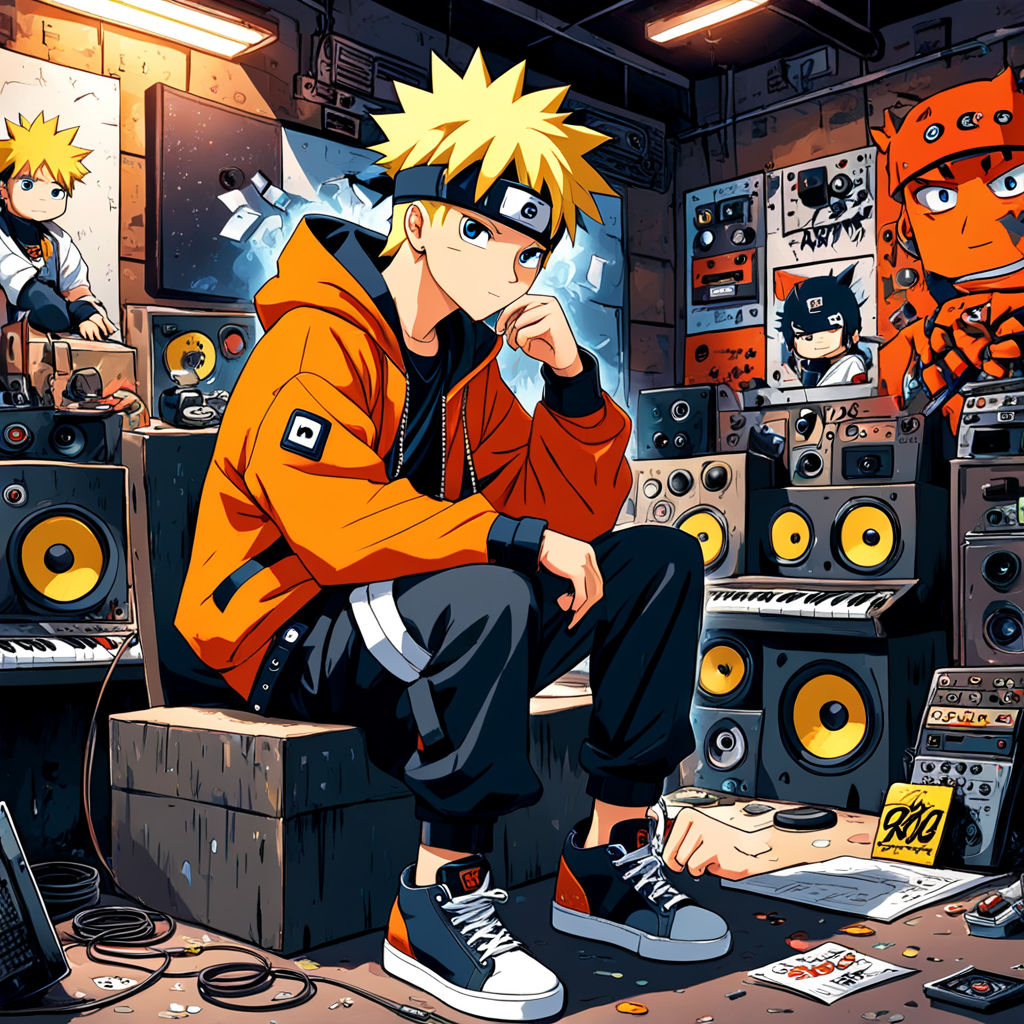 Create an image prompt featuring anime character Bart naruto... by ...