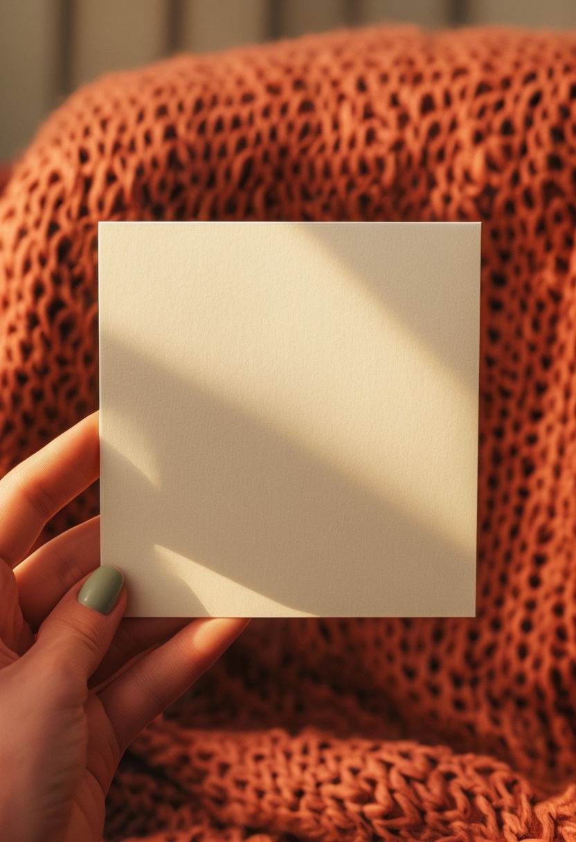 Cozy Blank Card Mockup with Warm Interior Background