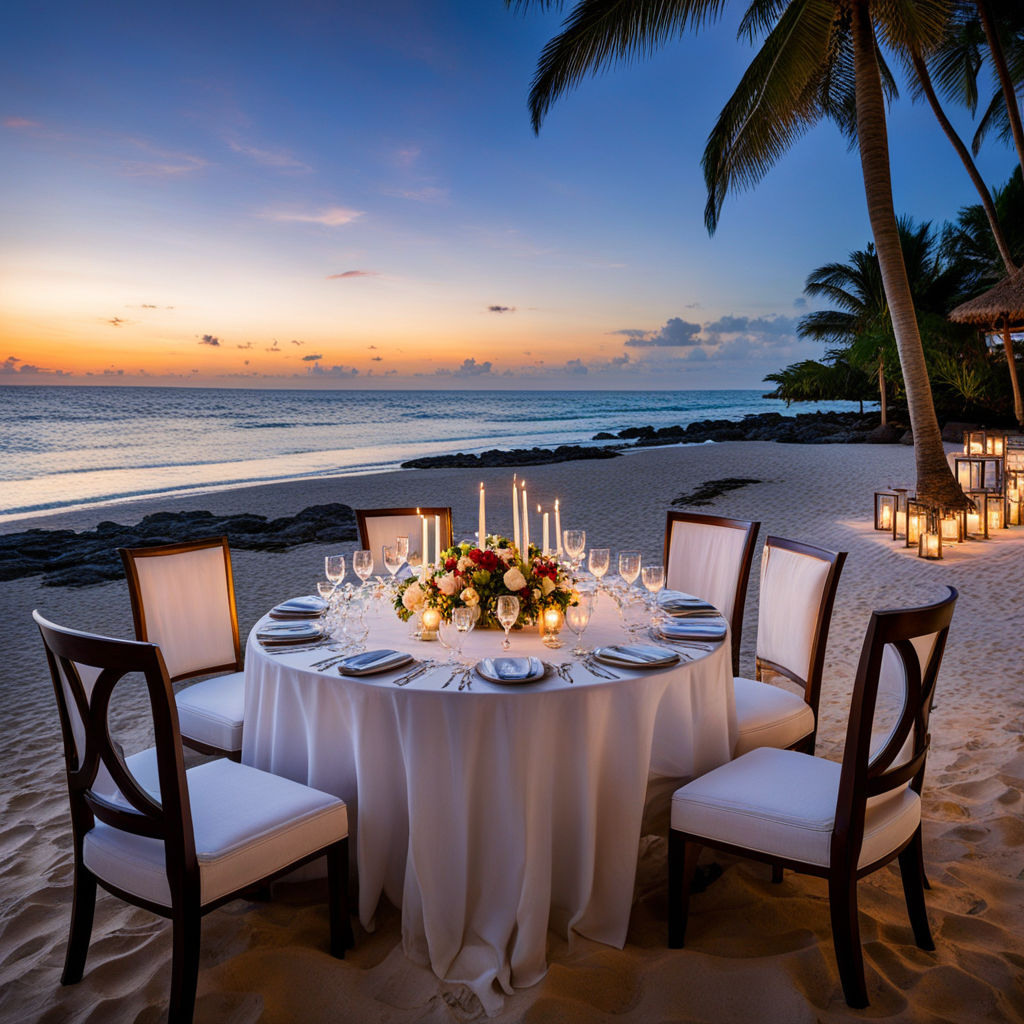 Luxury beachfront dinner setup at a 5-star resort by Ansel Agash ...