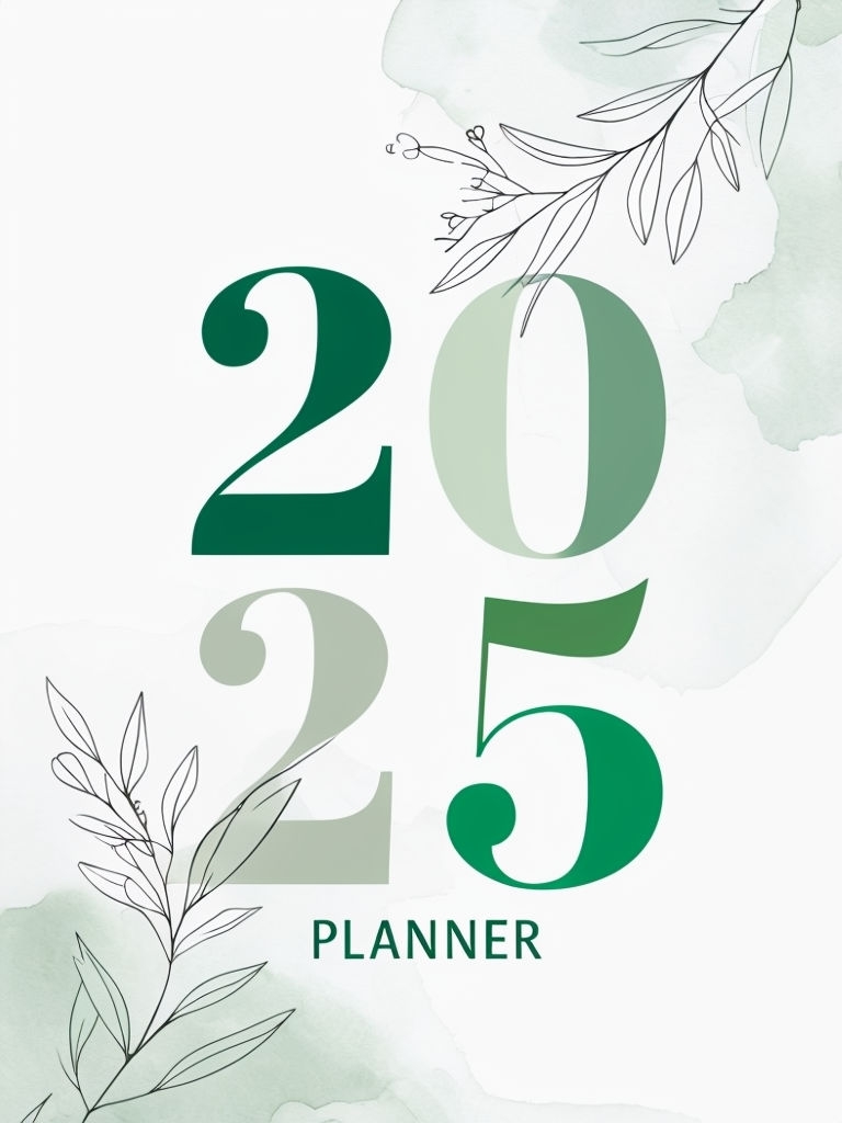 Minimalist 2024 Planner Cover with Elegant Botanical Design EBook Cover