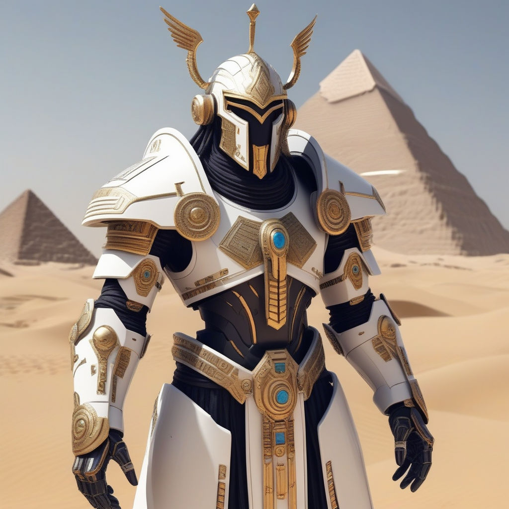 Sci fi crusader with decorated mech armor with Egyptian infl... by ...