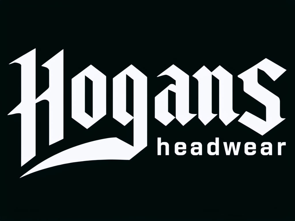 Bold Blackletter Hogans Logo Design for Headwear Brand Hats