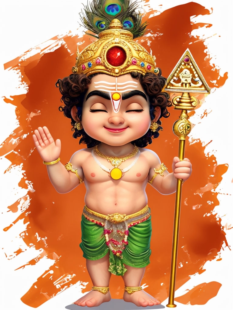 Cheerful Cartoon Lord Balarama Colorful Illustration Poster