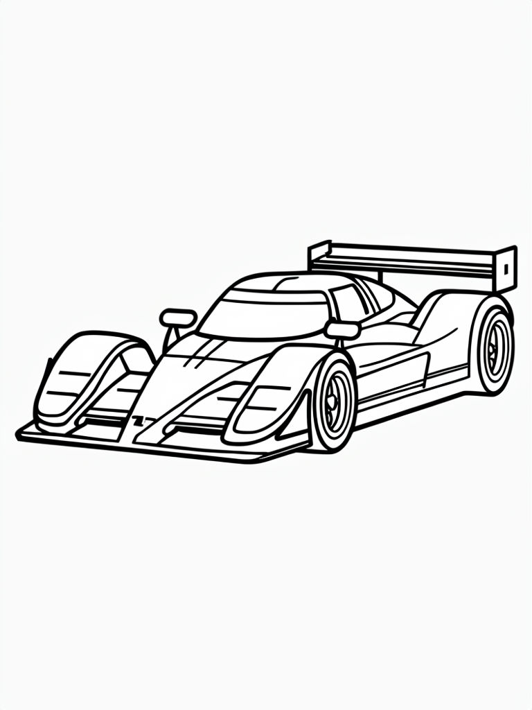 Bold Black and White Cartoon Race Car Coloring Page