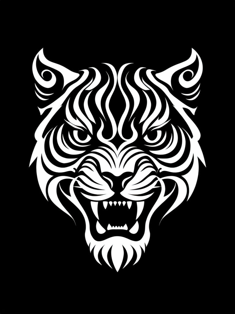 Stylized White Panther Face Abstract Art T-Shirt