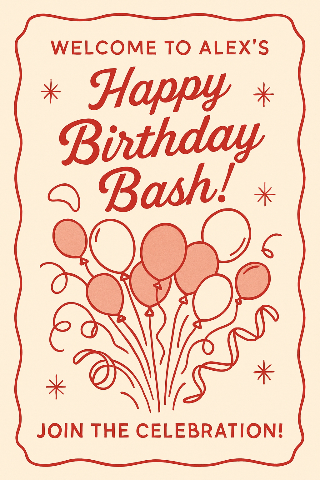 Retro Happy Birthday Bash Invitation Poster Design