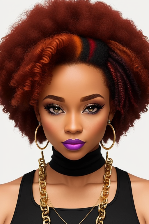 Female rapper ice spice with short curly ginger afro by Gerri Playground