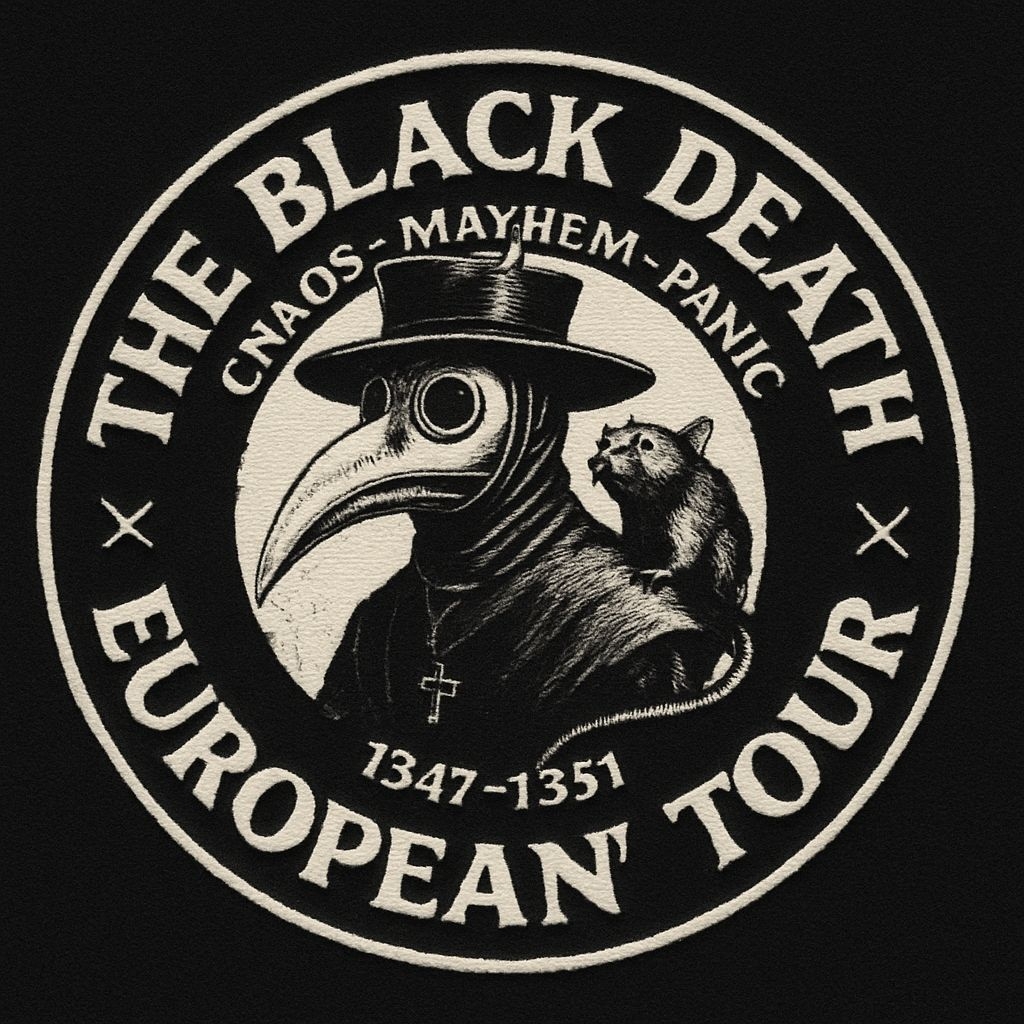 Gothic Plague Doctor Emblem Featuring Top Hat and Rat Sticker