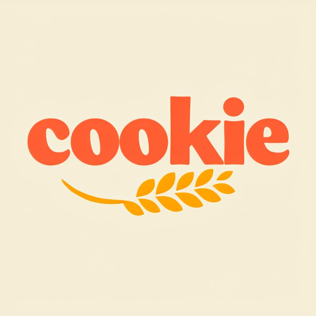 Minimalist Reddish-Orange Cookie Logo with Wheat Stalk Design