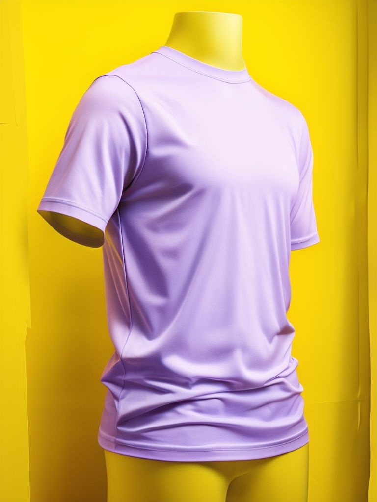 Sleek Lavender T-Shirt Mockup on Bright Yellow Background