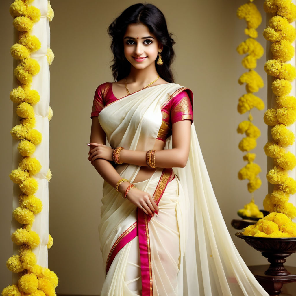 a beautiful girl in saree full size