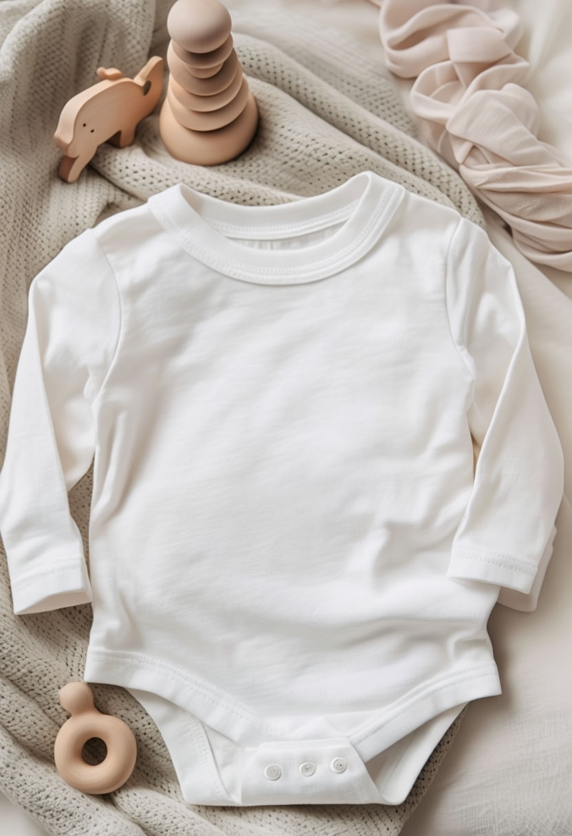 Minimalist Baby T-Shirt Mockup on Soft Knitted Blanket