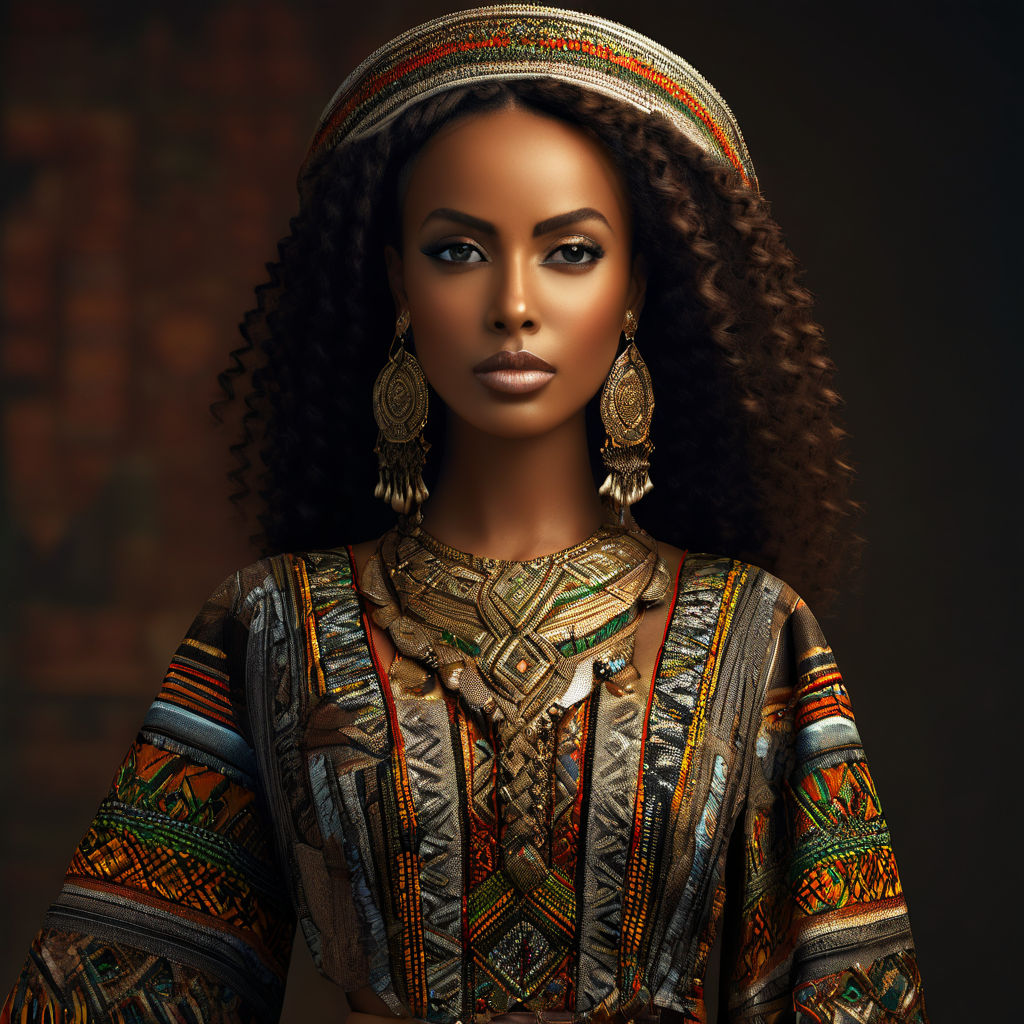 Ethiopian woman wearing Ethiopia woven fabric combined with ... by ...