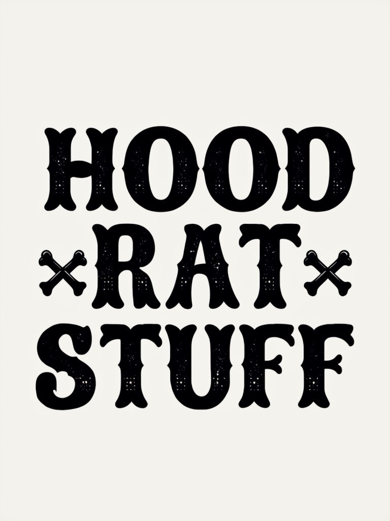 Hood Rat Stuff Vintage Typography Design T-Shirt