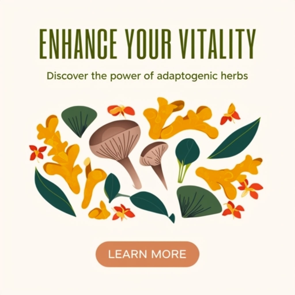 Vibrant Adaptogenic Herbs Social Media Post Design for Vitality Ads