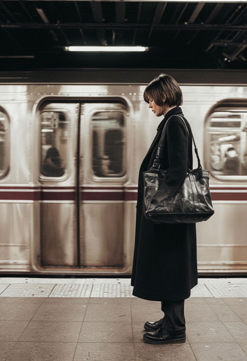 Somber Subway Moment Captured in a Candid Photograph Art