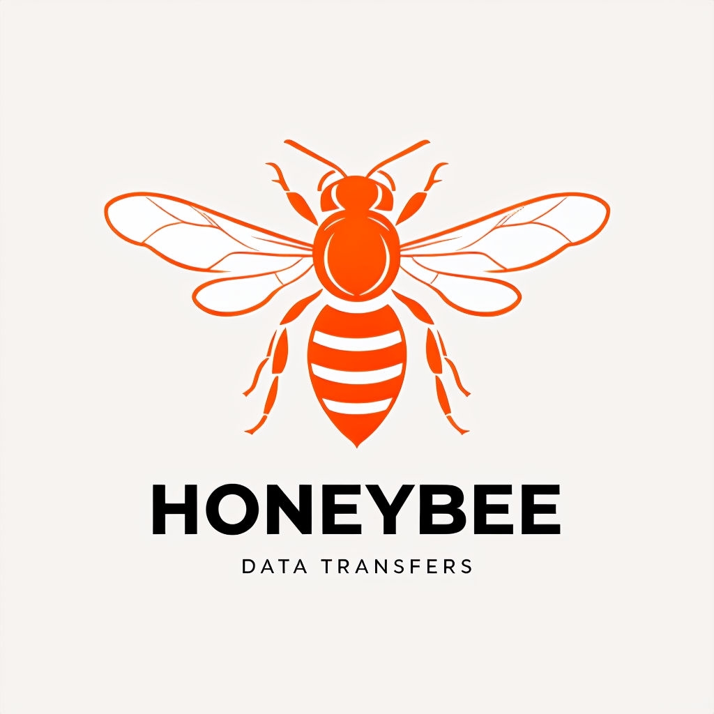 Stylish Honeybee Logo with Data Transfers Tagline