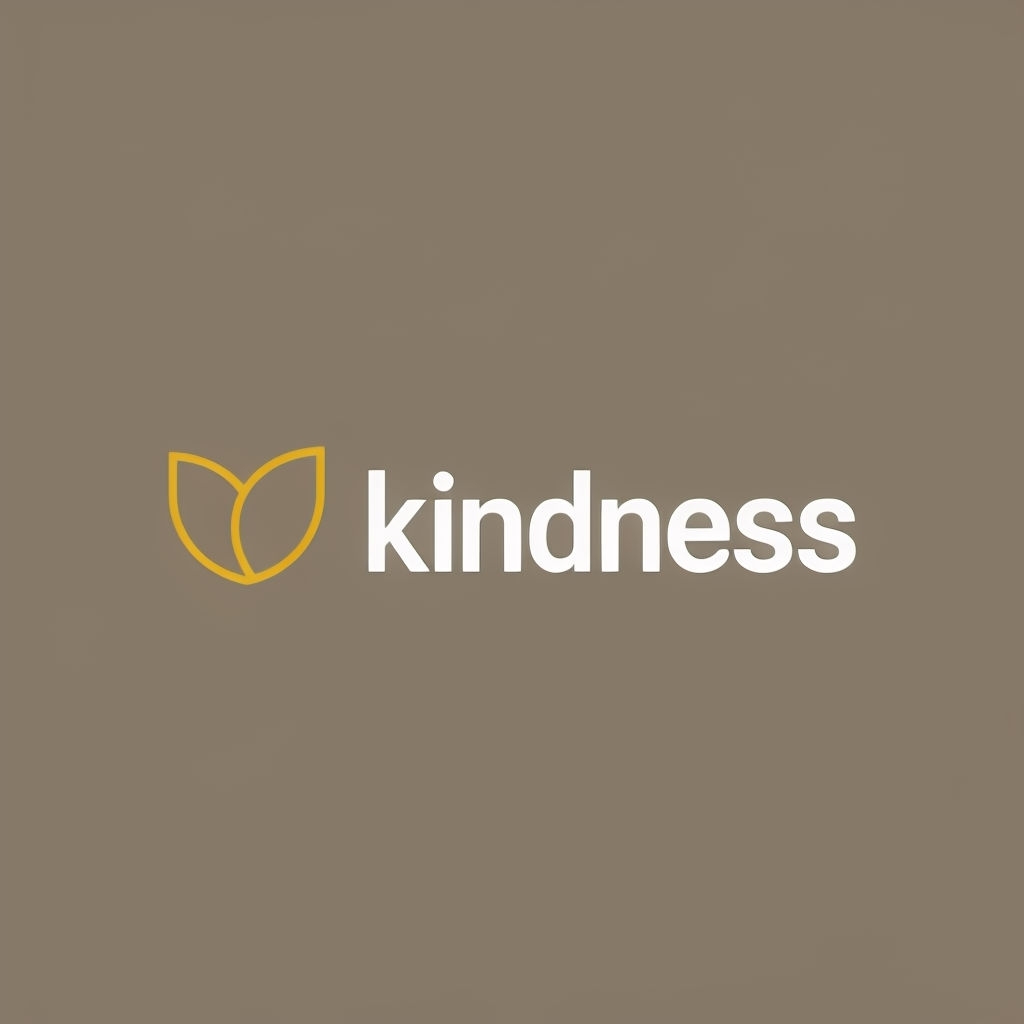 Stylish Minimalist Kindness Leaf Logo Design on Taupe Background Logo