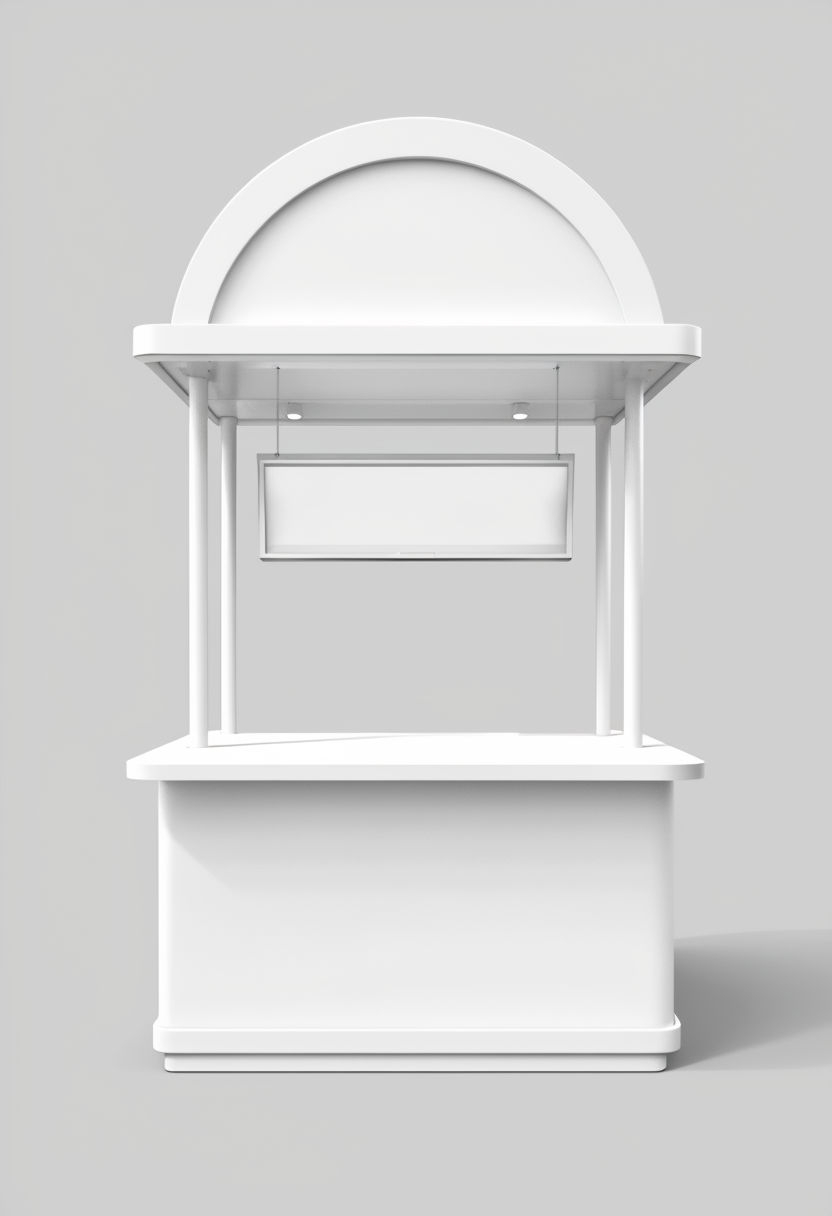 Minimalist 3D White Retail Kiosk Design Mockup