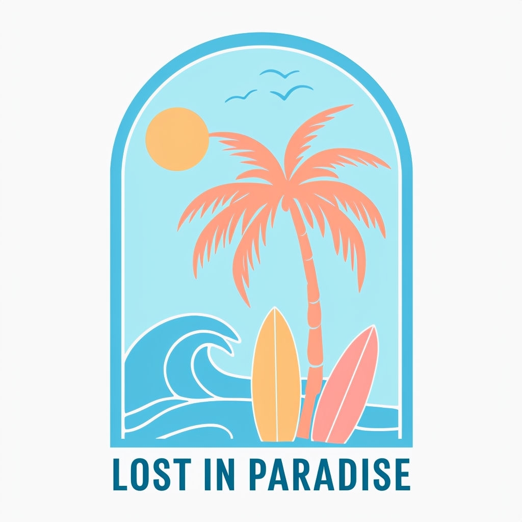 Lost in Paradise Minimalist Tropical Illustration T-shirt