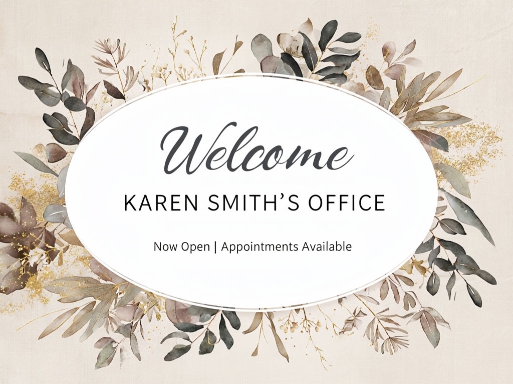 Elegant Welcome Yard Sign with Botanical Elements and Professional Text Signs