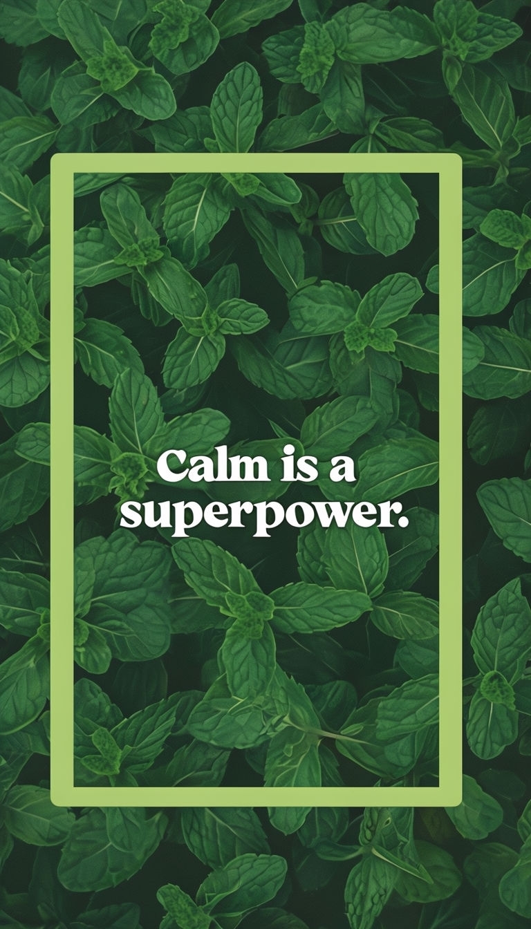 Calm is a Superpower Mint Leaves Inspiration Mobile Wallpaper