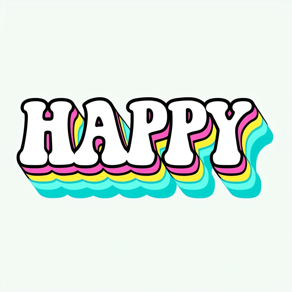 Playful "HAPPY" Bubble Letter Vector Illustration Sticker
