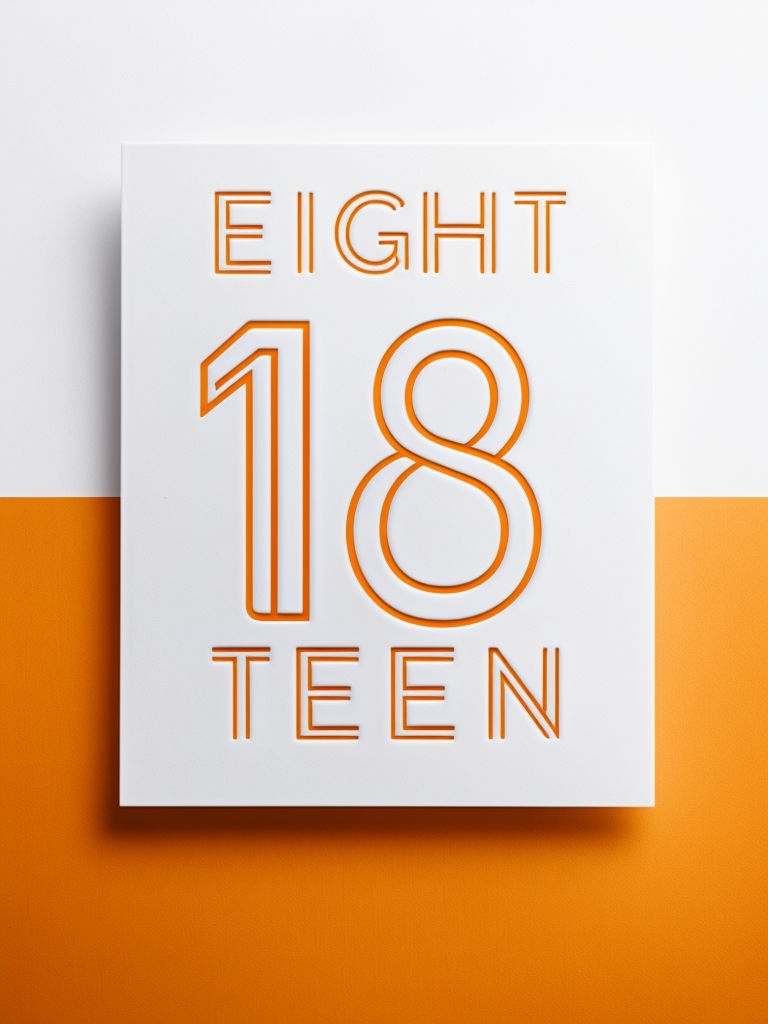 Modern Minimalist EIGHT 18 Teen Celebration Invitation Card