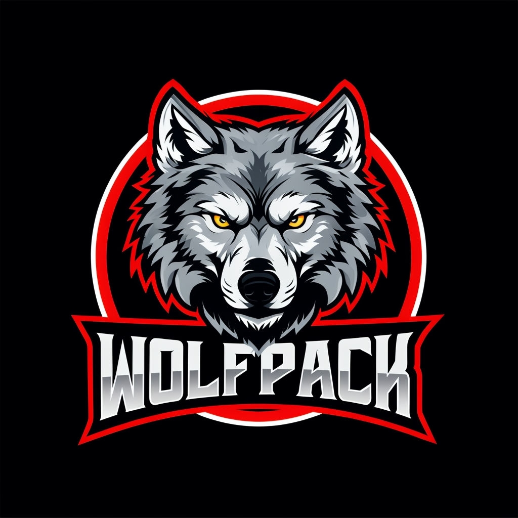 Fierce Wolf Head Logo with Bold WOLFPACK Typography - Playground