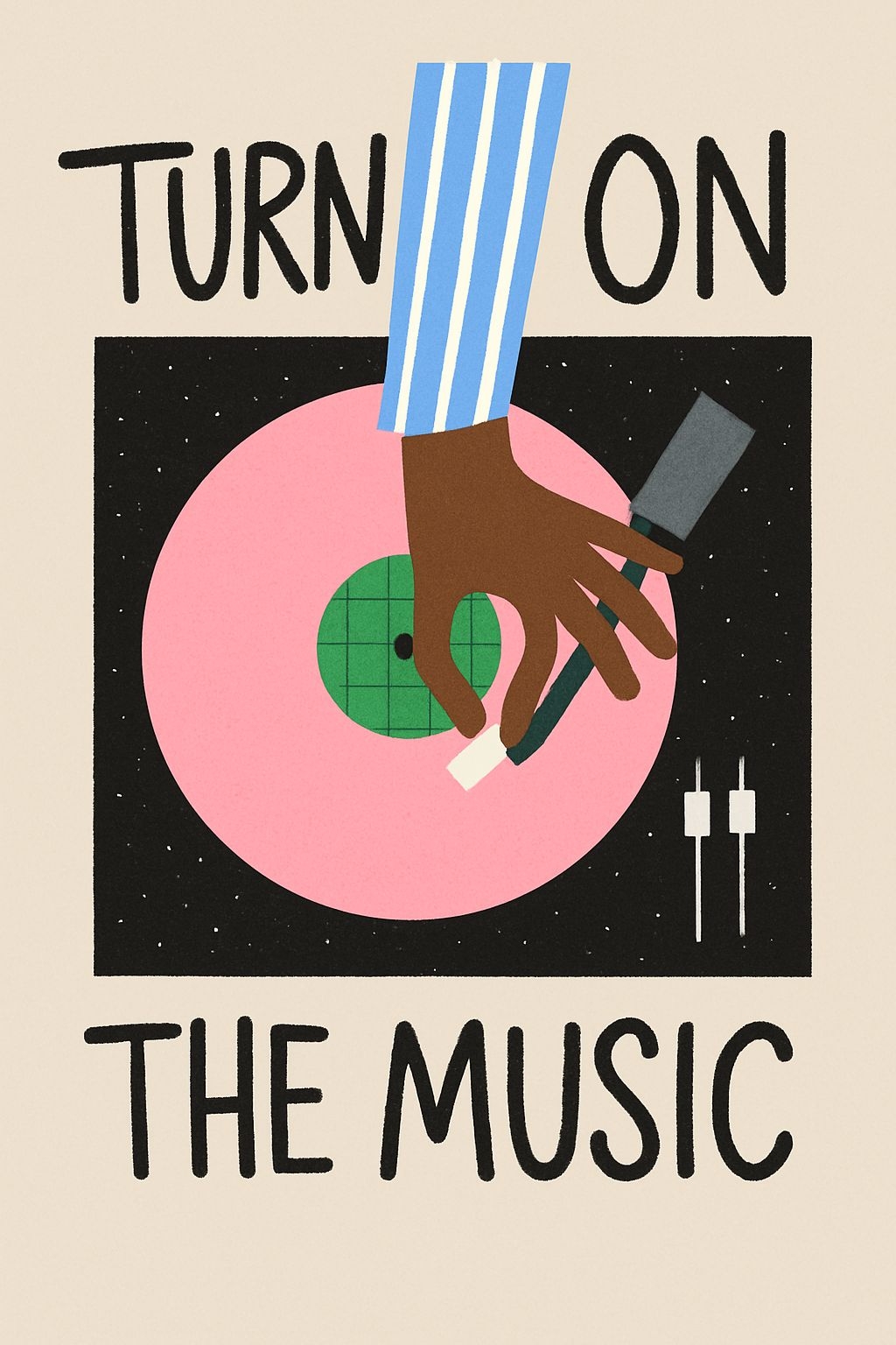 Minimalist Vinyl Record Player with Fun Text Elements Poster
