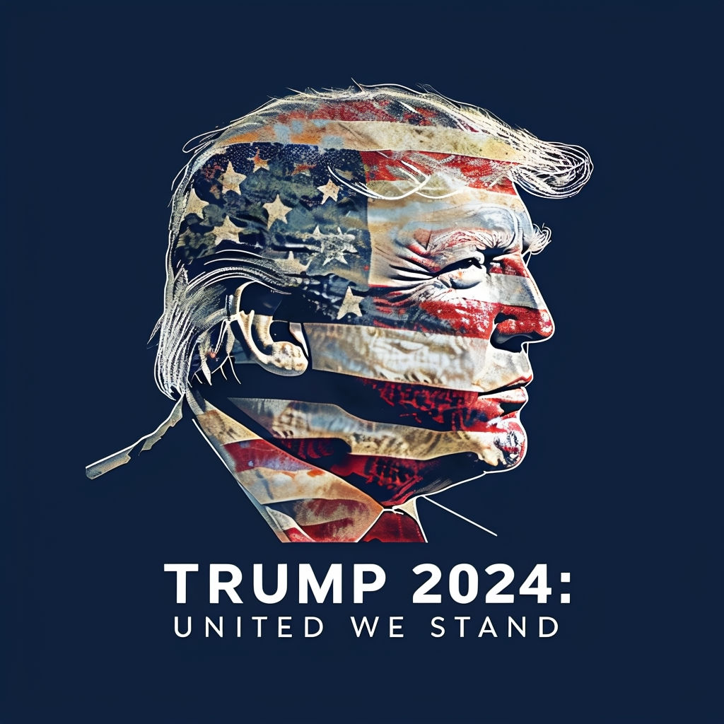 Trump 2024 United We Stand American Flag Profile Art