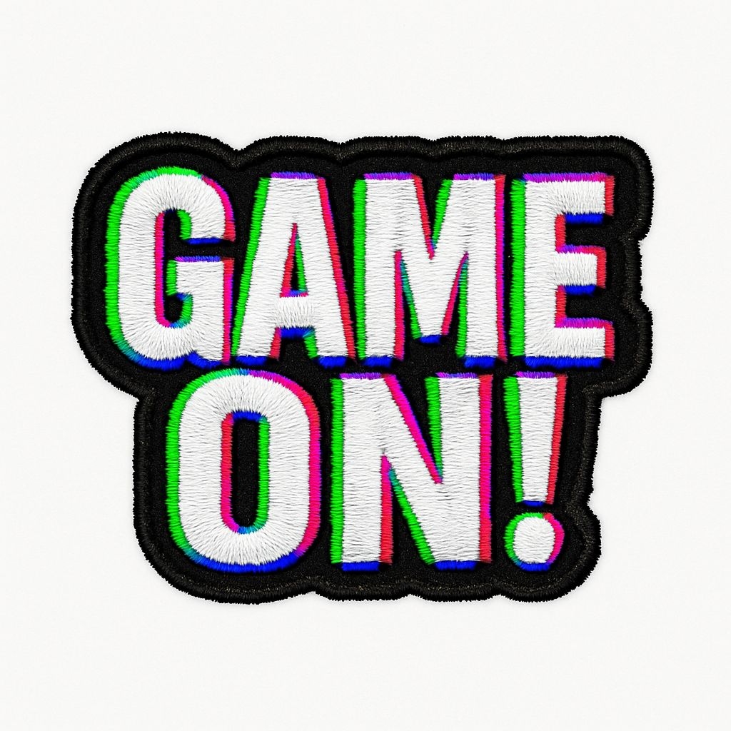 Vibrant Embroidered Game On Patch Design for Hats