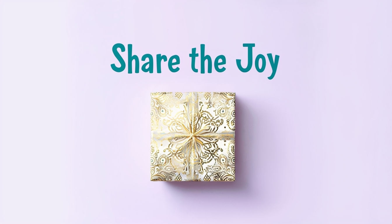 Elegant Eid Gift Box with "Share the Joy" Text Art Poster