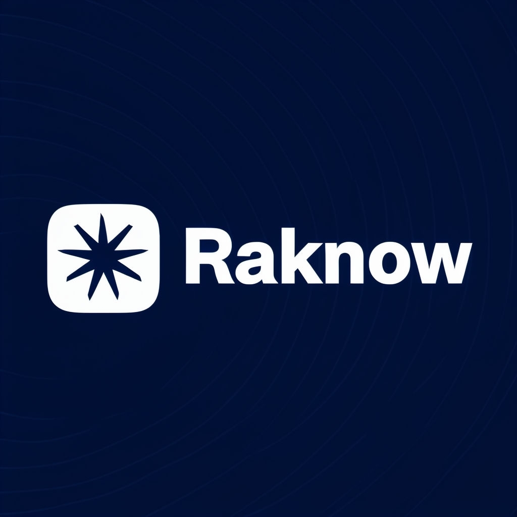 Minimalist Raknow Logo Design on Dark Navy Background Logo