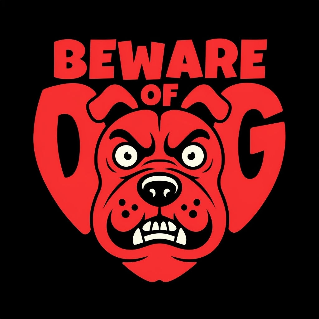 Beware of Dog Angry Face Graphic Design T-Shirt