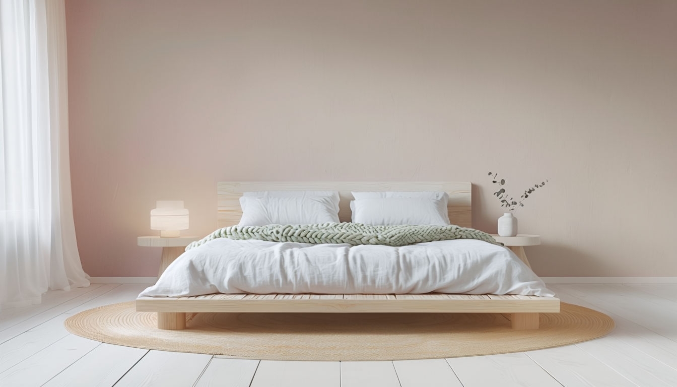Serene Scandinavian Minimalist Bedroom Virtual Background