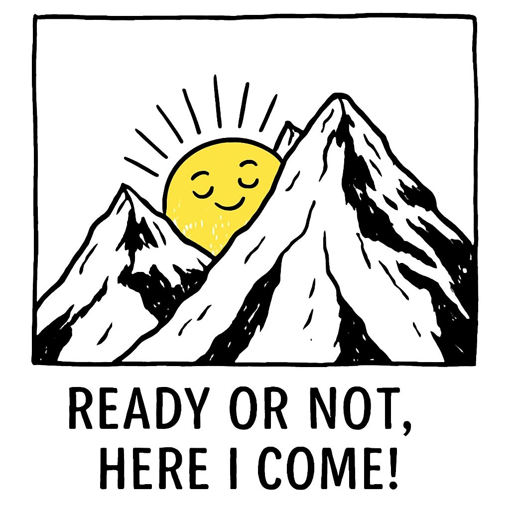 Cheerful Mountain Peaks with Smiling Sun T-Shirt