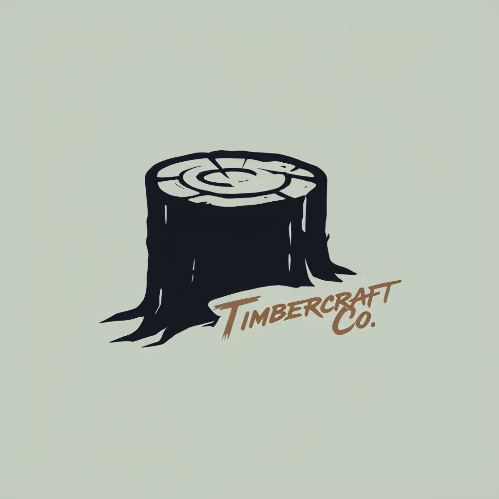 Minimalist Timbercraft Co. Tree Trunk Logo Design