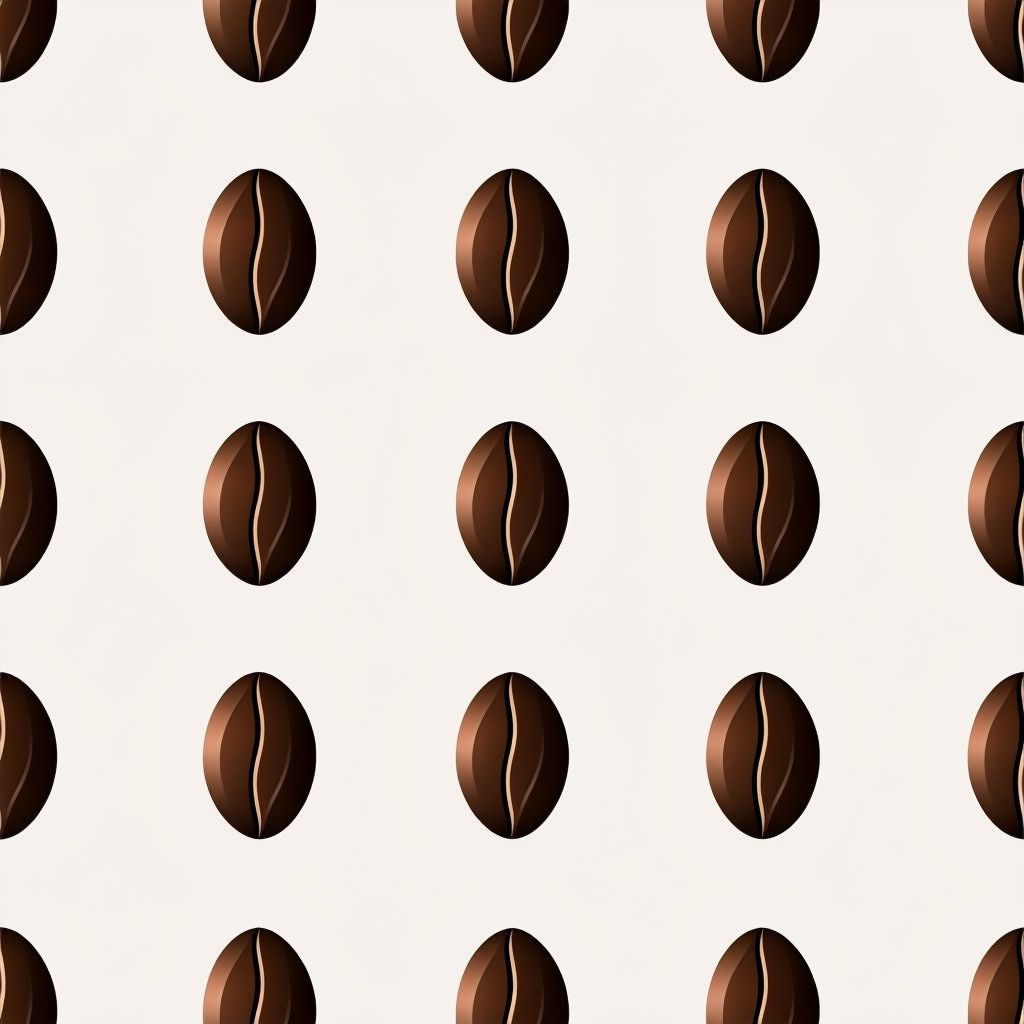 Minimalist Coffee Beans Seamless Pattern on Oat Milk Background