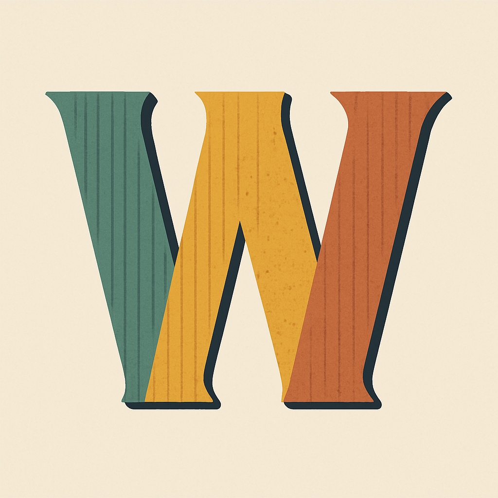 Retro Styled Colorful Letter W Illustration Monogram