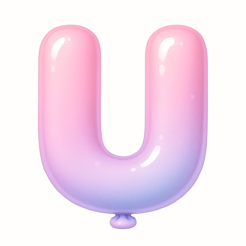 Pastel Gradient Inflated Letter U Digital Illustration Monogram