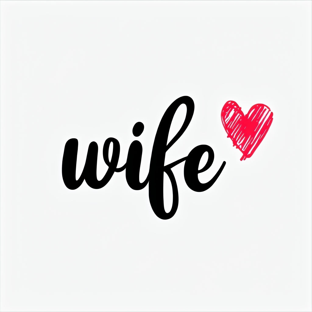 Playful Minimalist Wife Cursive Design with Red Heart Mug