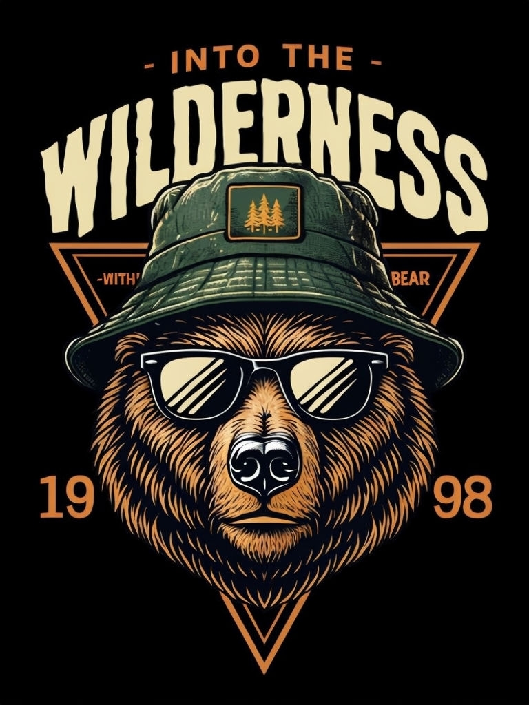 Vintage Bear Adventure Graphic T-shirt with Outdoor Theme