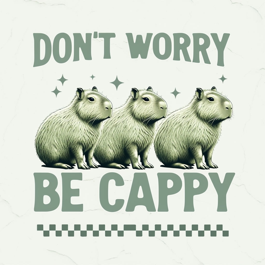 Don't Worry Be Cappy Capybara Illustration T-Shirt