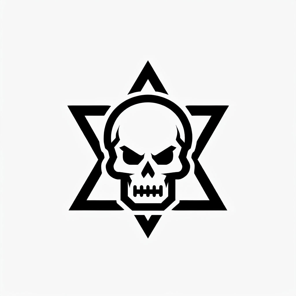 Minimalist Black Skull and Triangle Logo Design for Branding Logo