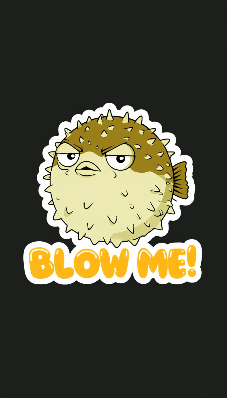 Sarcastic Puffer Fish with Fun Text Blow Me Art