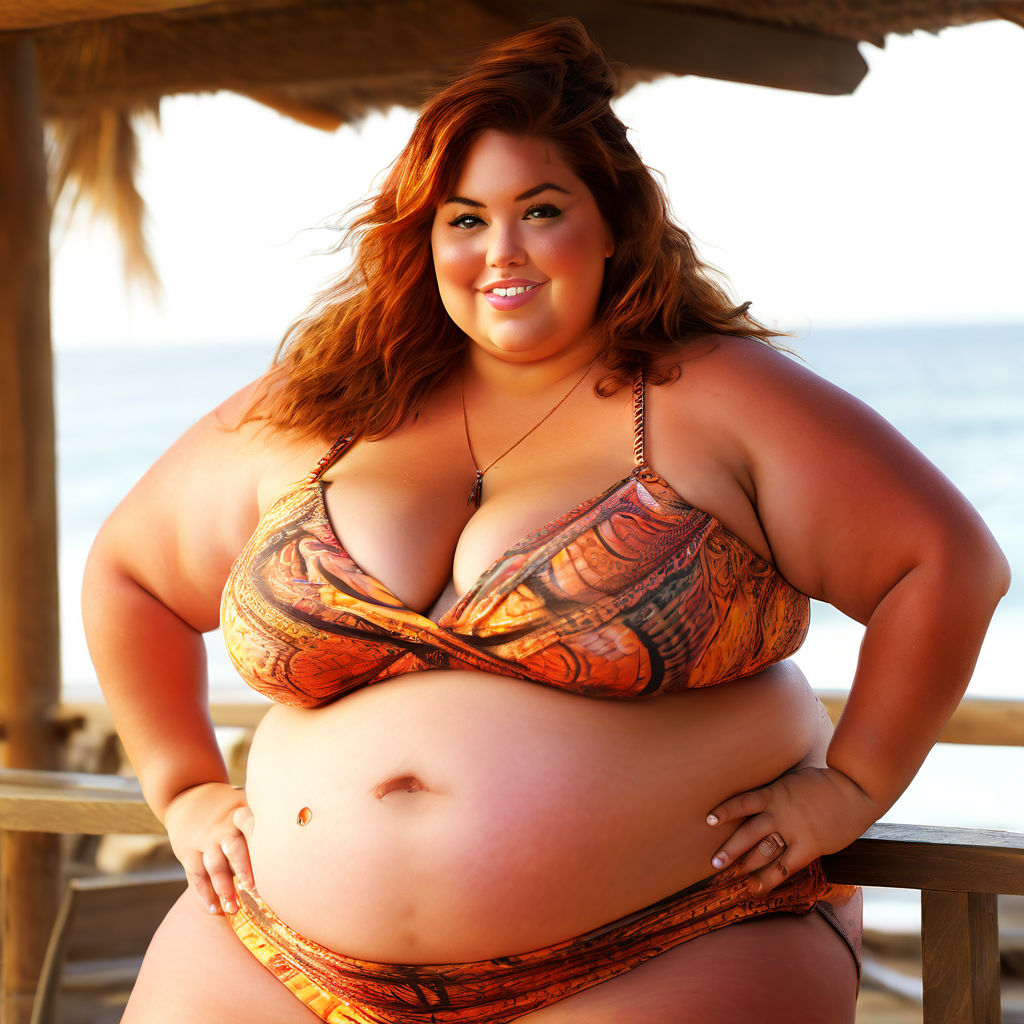 Obese women wearing swimsuit