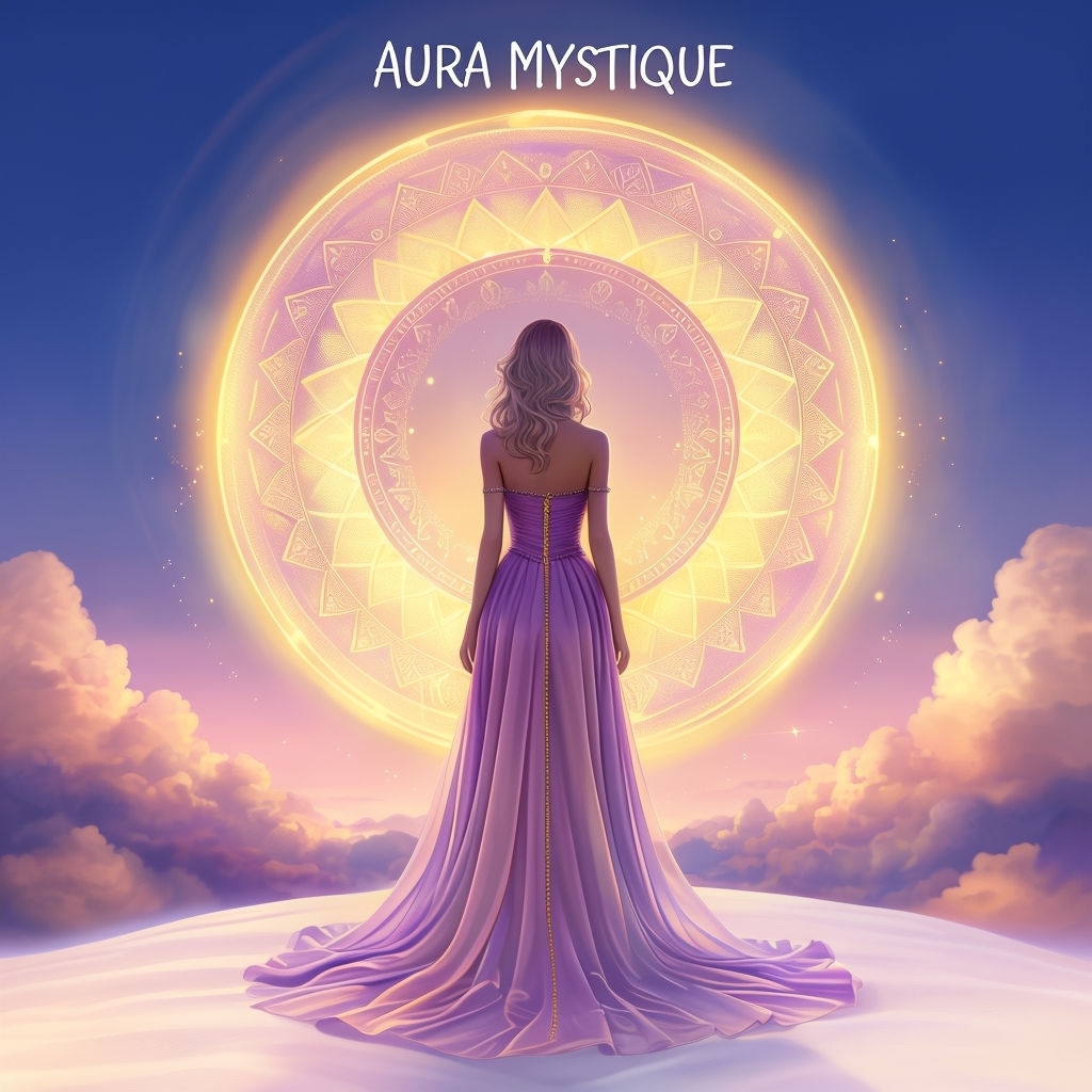 Ethereal Aura Mystique Illustration with Radiant Woman Design Spotify Album Cover